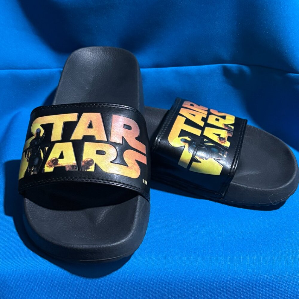Star Wars Mandalorian Size 38/39 Men's Slide Sandals Black Synthetic